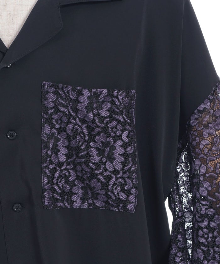 Lace Panel Japanese Sleeve Shirt