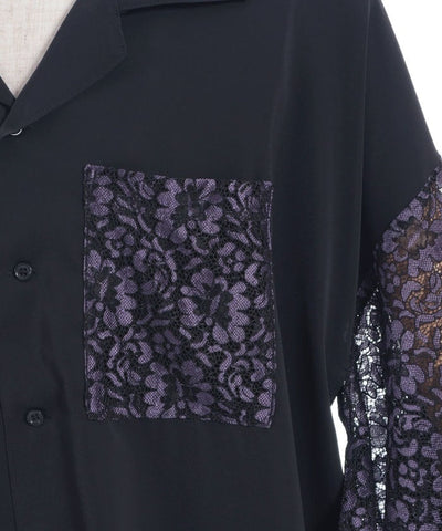 Lace Panel Japanese Sleeve Shirt