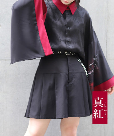 Kongou Rikishi Print Japanese Sleeve Shirt
