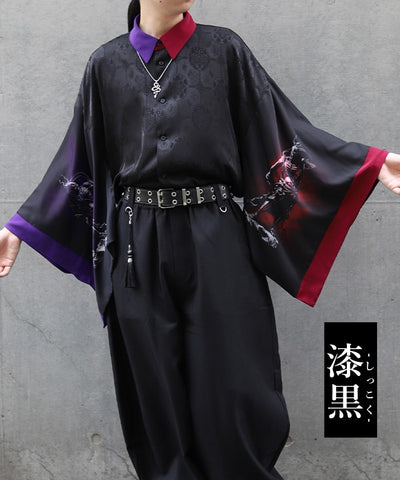 Kongou Rikishi Print Japanese Sleeve Shirt