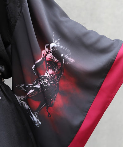 Kongou Rikishi Print Japanese Sleeve Shirt