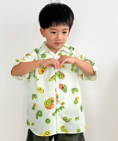 Kids/Kiwi Print Aloha Shirt