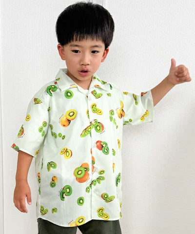 Kids/Kiwi Print Aloha Shirt