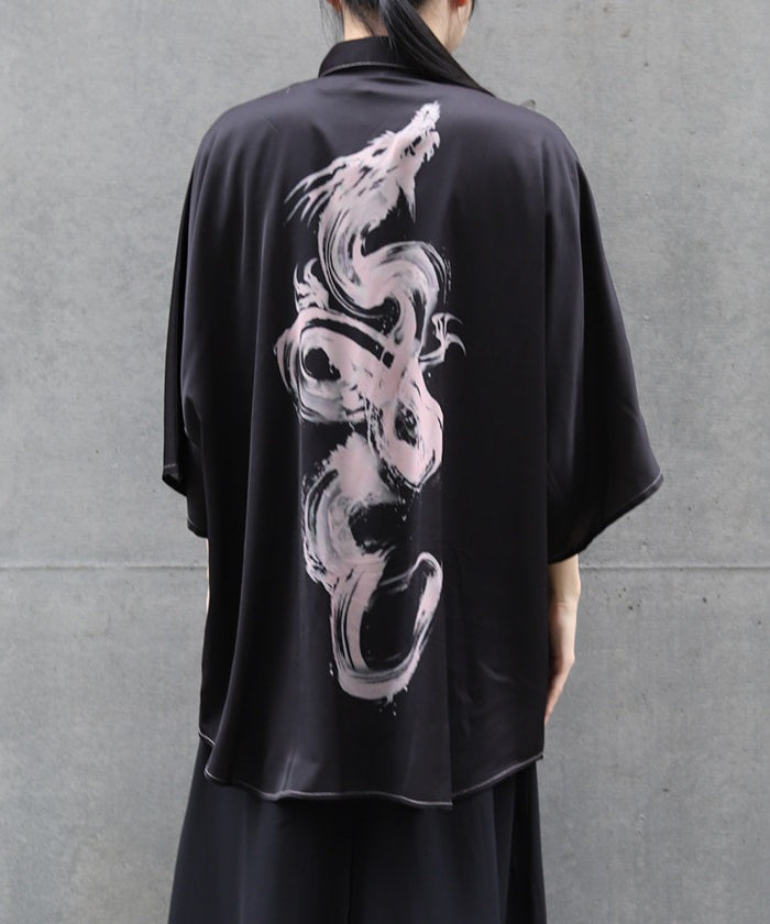 Rising Dragon Print Short Sleeve Shirt