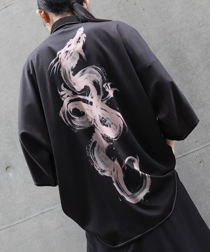 Rising Dragon Print Short Sleeve Shirt