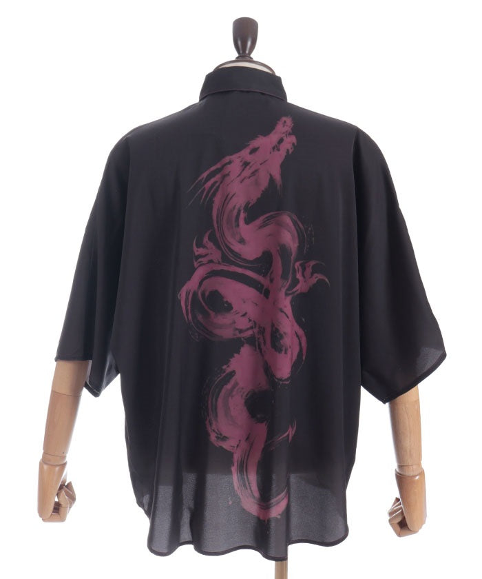 Rising Dragon Print Short Sleeve Shirt