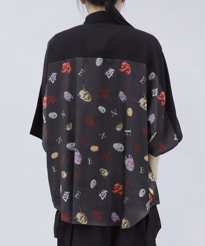 Japanese Mask Print Color Scheme Shirt