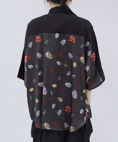 Japanese Mask Print Color Scheme Shirt