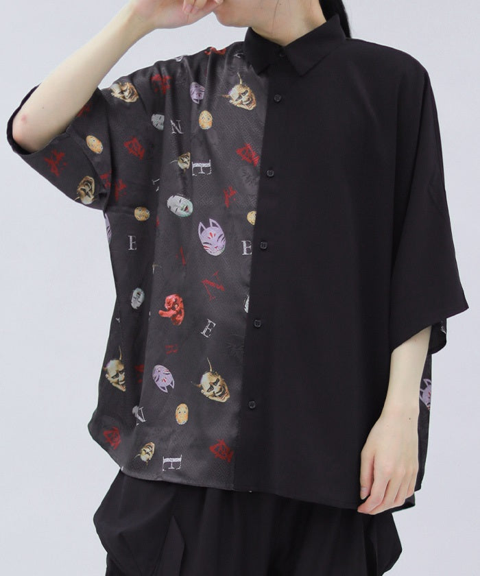 Japanese Mask Print Color Scheme Shirt