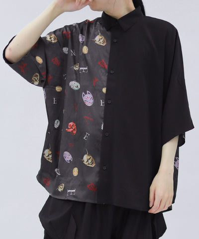Japanese Mask Print Color Scheme Shirt
