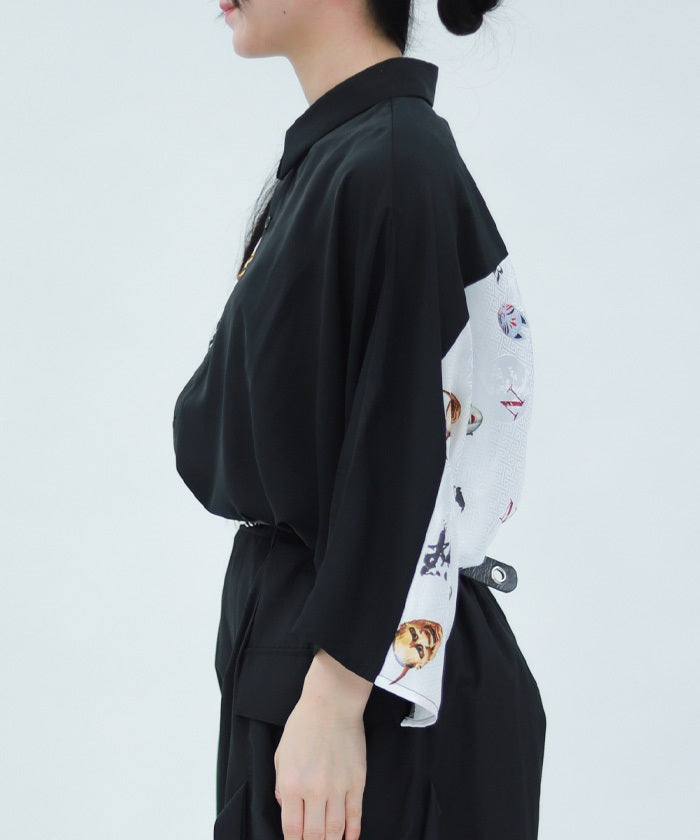 Japanese Mask Print Color Scheme Shirt