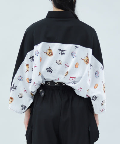 Japanese Mask Print Color Scheme Shirt