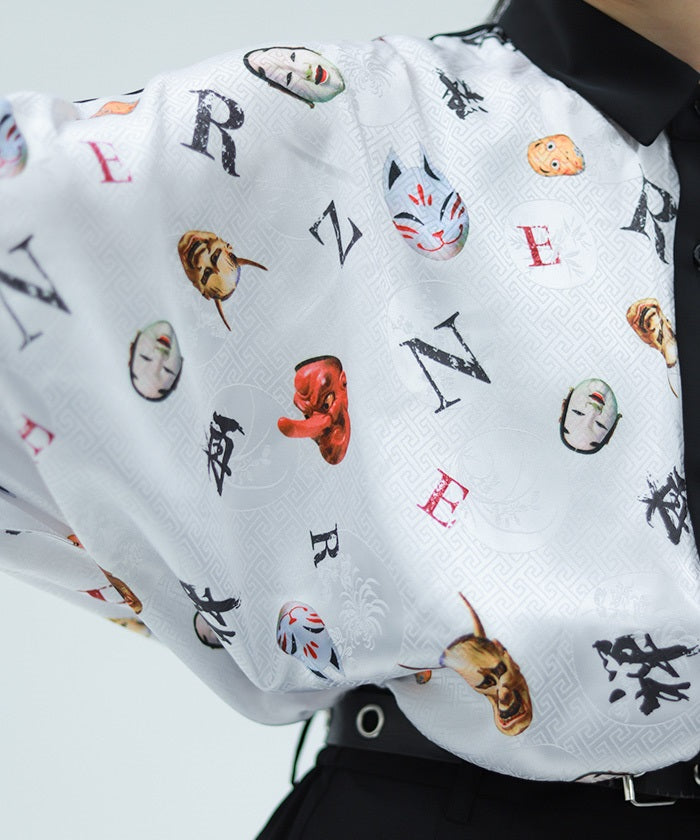 Japanese Mask Print Color Scheme Shirt