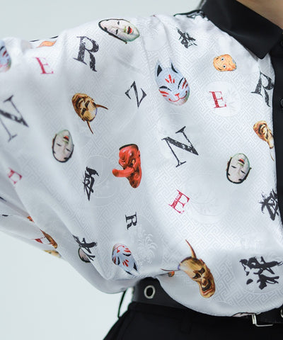 Japanese Mask Print Color Scheme Shirt