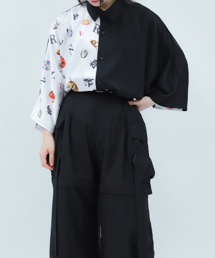 Japanese Mask Print Color Scheme Shirt