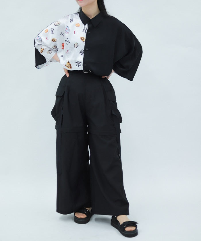 Japanese Mask Print Color Scheme Shirt