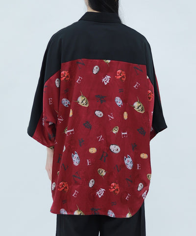 Japanese Mask Print Color Scheme Shirt