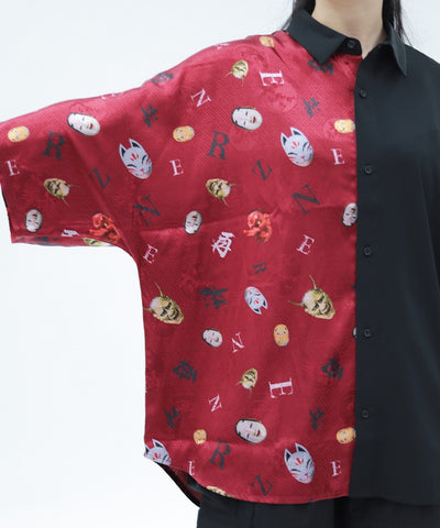 Japanese Mask Print Color Scheme Shirt