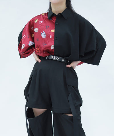 Japanese Mask Print Color Scheme Shirt