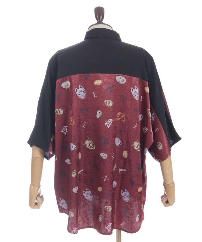 Japanese Mask Print Color Scheme Shirt