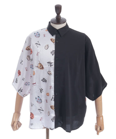 Japanese Mask Print Color Scheme Shirt