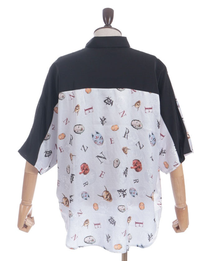 Japanese Mask Print Color Scheme Shirt