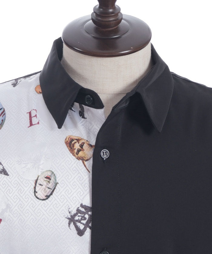 Japanese Mask Print Color Scheme Shirt