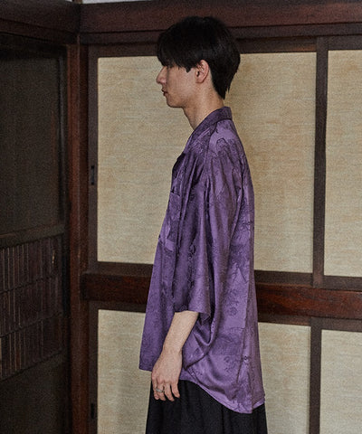 Hand Fan Jacquard Kimono Sleeve Shirt