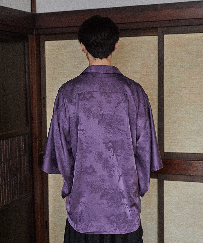 Hand Fan Jacquard Kimono Sleeve Shirt