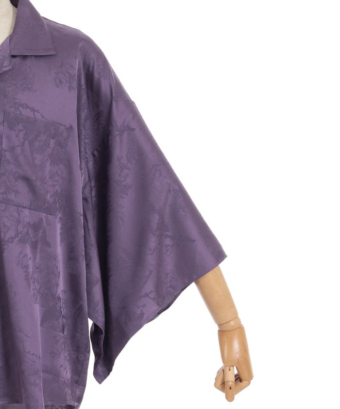 Hand Fan Jacquard Kimono Sleeve Shirt