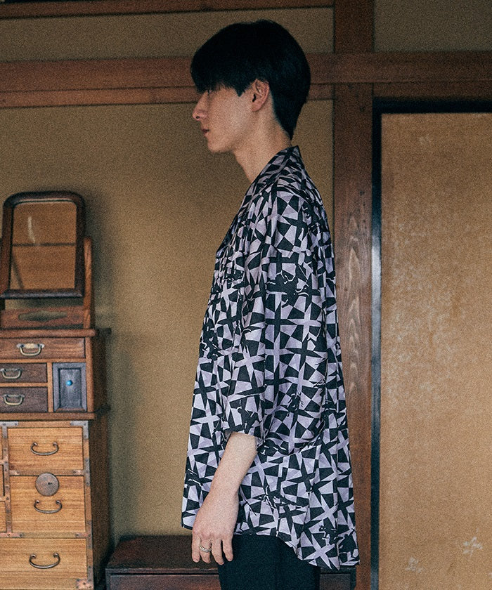 Ninja Pattern Kimono Sleeve Shirt