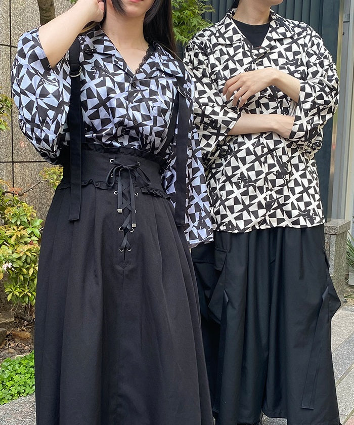 Ninja Pattern Kimono Sleeve Shirt