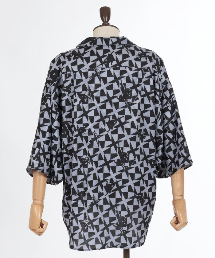 Ninja Pattern Kimono Sleeve Shirt