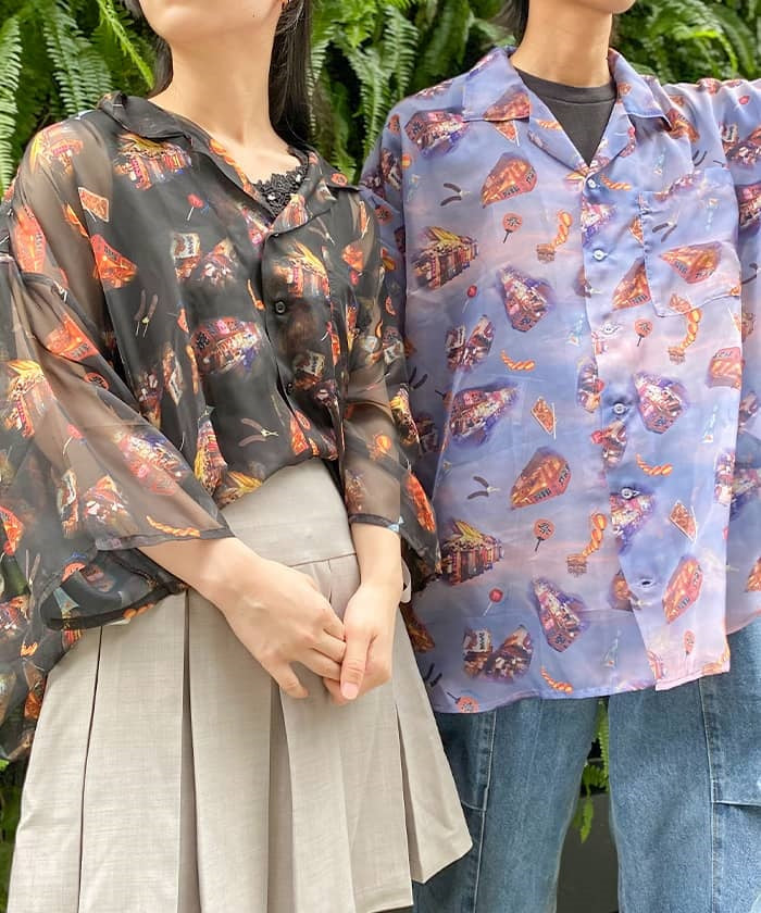 Japanese Festival Stalls Pattern Shirt