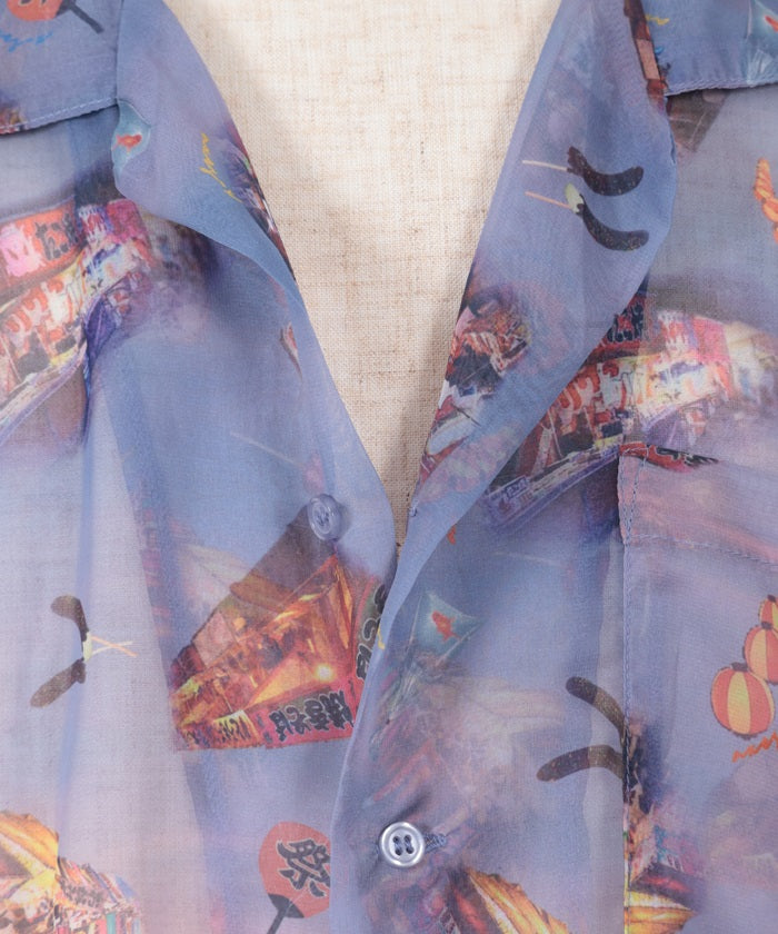 Japanese Festival Stalls Pattern Shirt