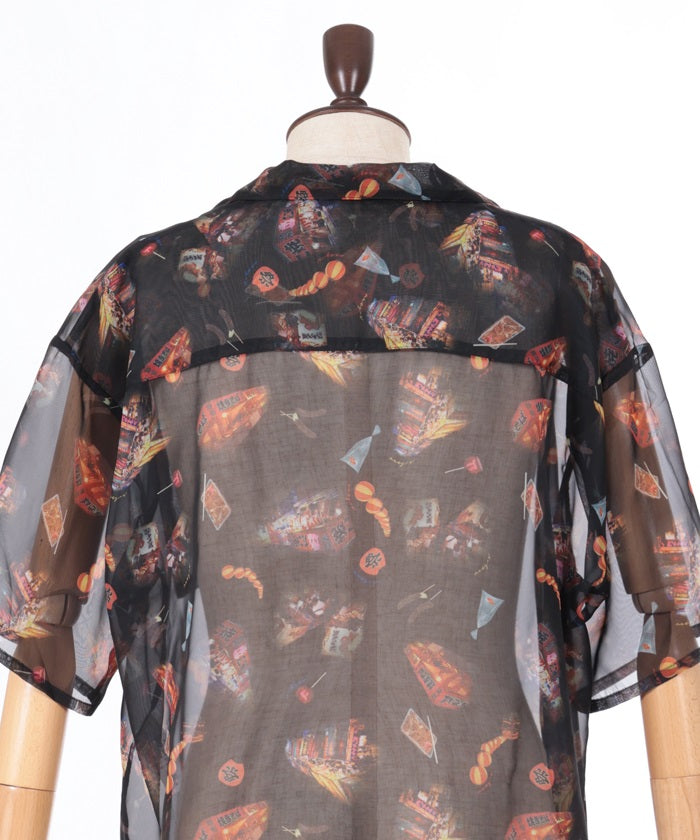 Japanese Festival Stalls Pattern Shirt