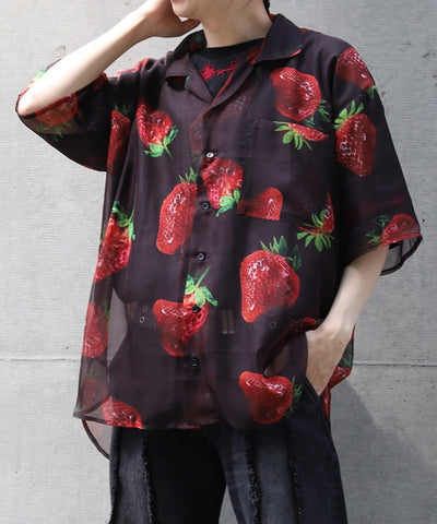 Strawberry Print Sheer Shirt