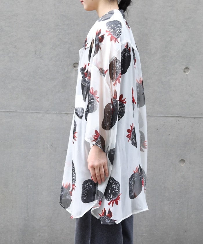 Strawberry Print Sheer Shirt