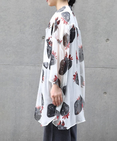 Strawberry Print Sheer Shirt