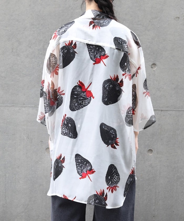 Strawberry Print Sheer Shirt
