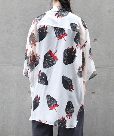 Strawberry Print Sheer Shirt