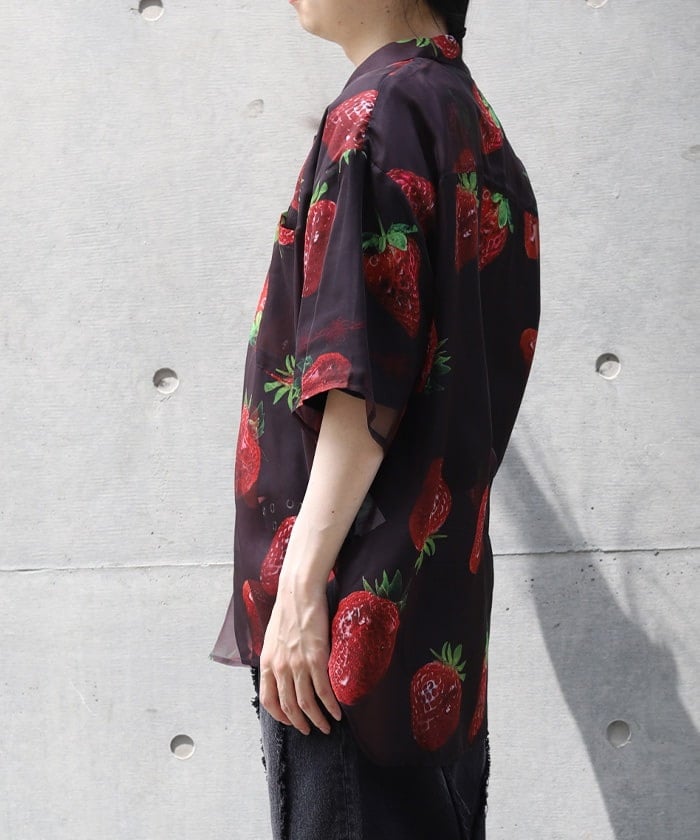 Strawberry Print Sheer Shirt