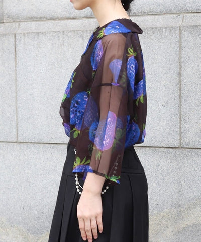 Strawberry Print Sheer Shirt