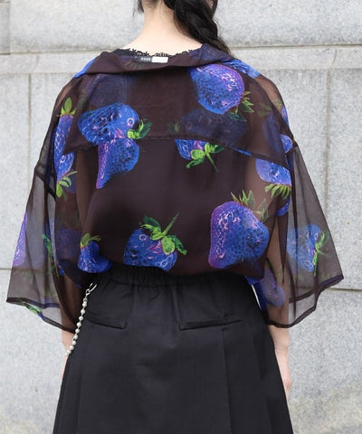 Strawberry Print Sheer Shirt