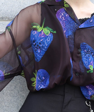 Strawberry Print Sheer Shirt