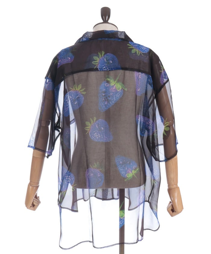 Strawberry Print Sheer Shirt
