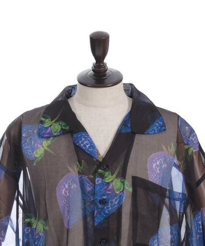 Strawberry Print Sheer Shirt