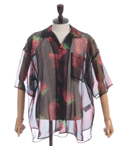 Strawberry Print Sheer Shirt
