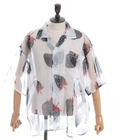 Strawberry Print Sheer Shirt