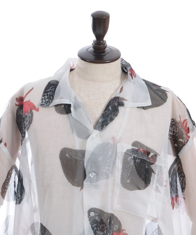 Strawberry Print Sheer Shirt